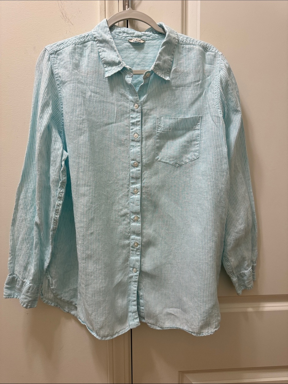 LL.Bean Women Linen stripe shirt